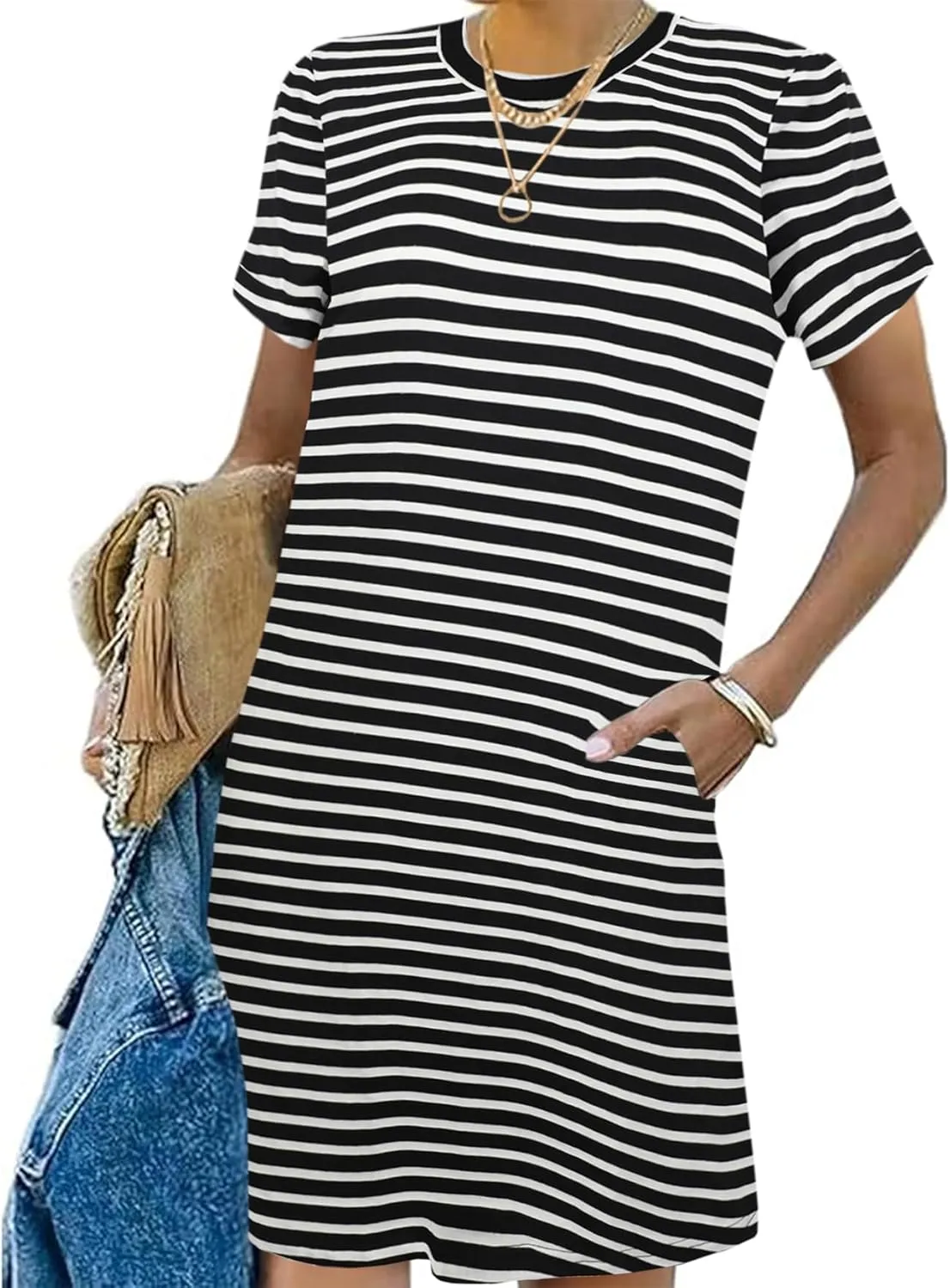 Bluetime Womens T Shirt Dresses Casual 2025 Summer Short Sleeve Loose Vacation Dress with Pockets