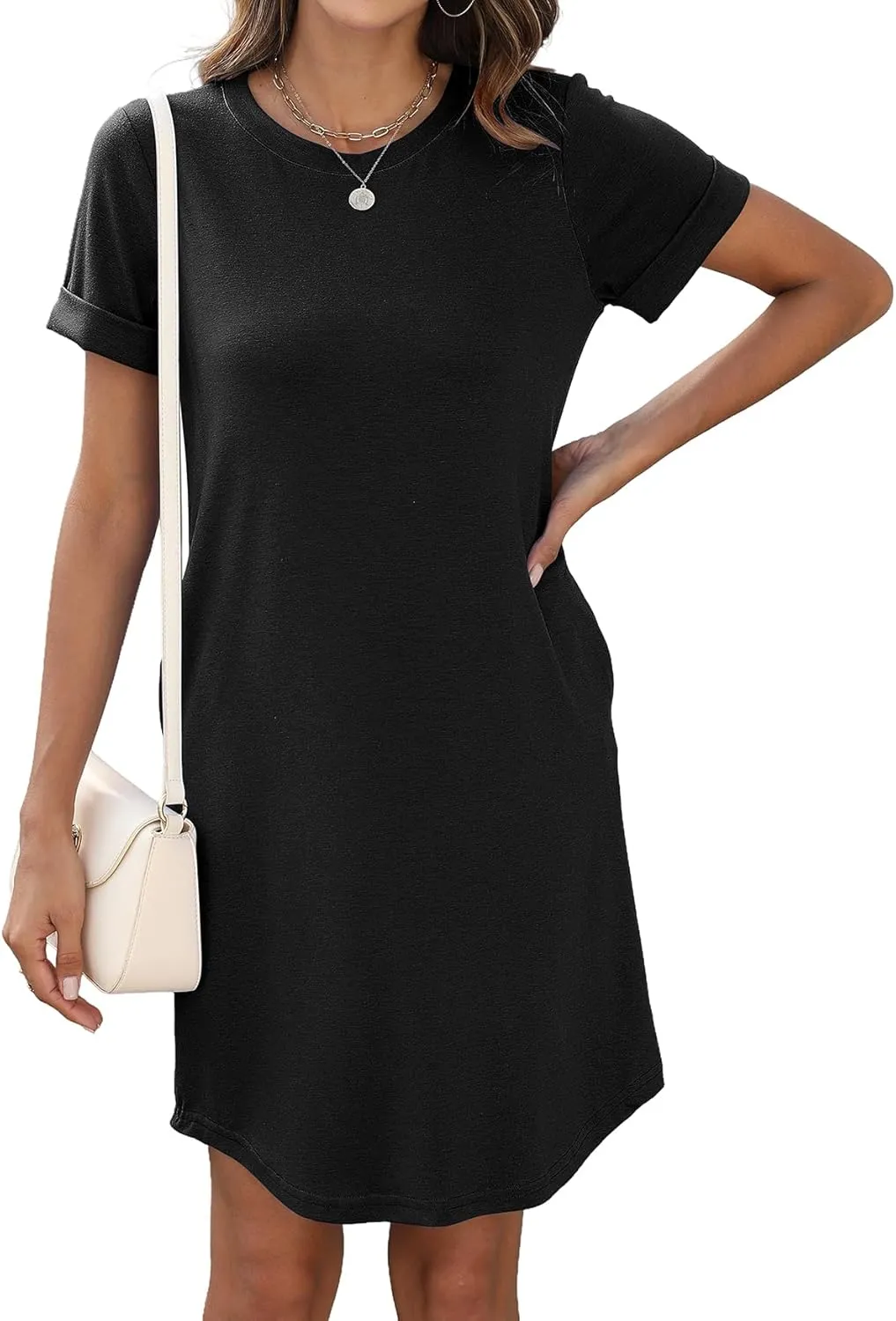 Bluetime Womens T Shirt Dresses Casual 2025 Summer Short Sleeve Loose Vacation Dress with Pockets