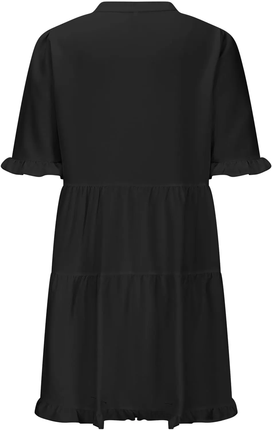 Boho Beach Dresses for Women 2025 Vacation Cute Doll Collar Pleated Flowy Ruffle Dress Summer Casual Swing Midi Dress