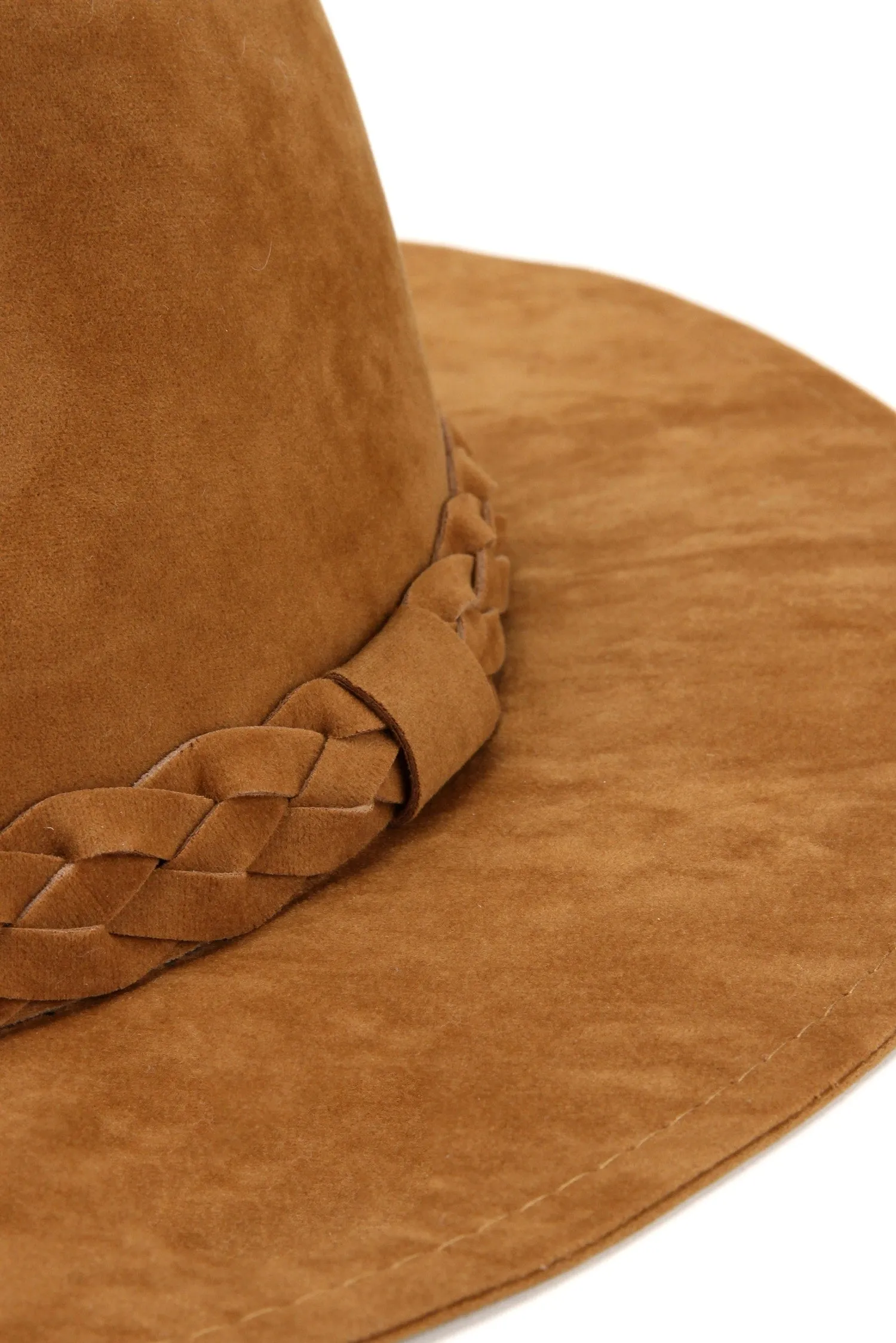 Braided Faux Suede Panama Hat
