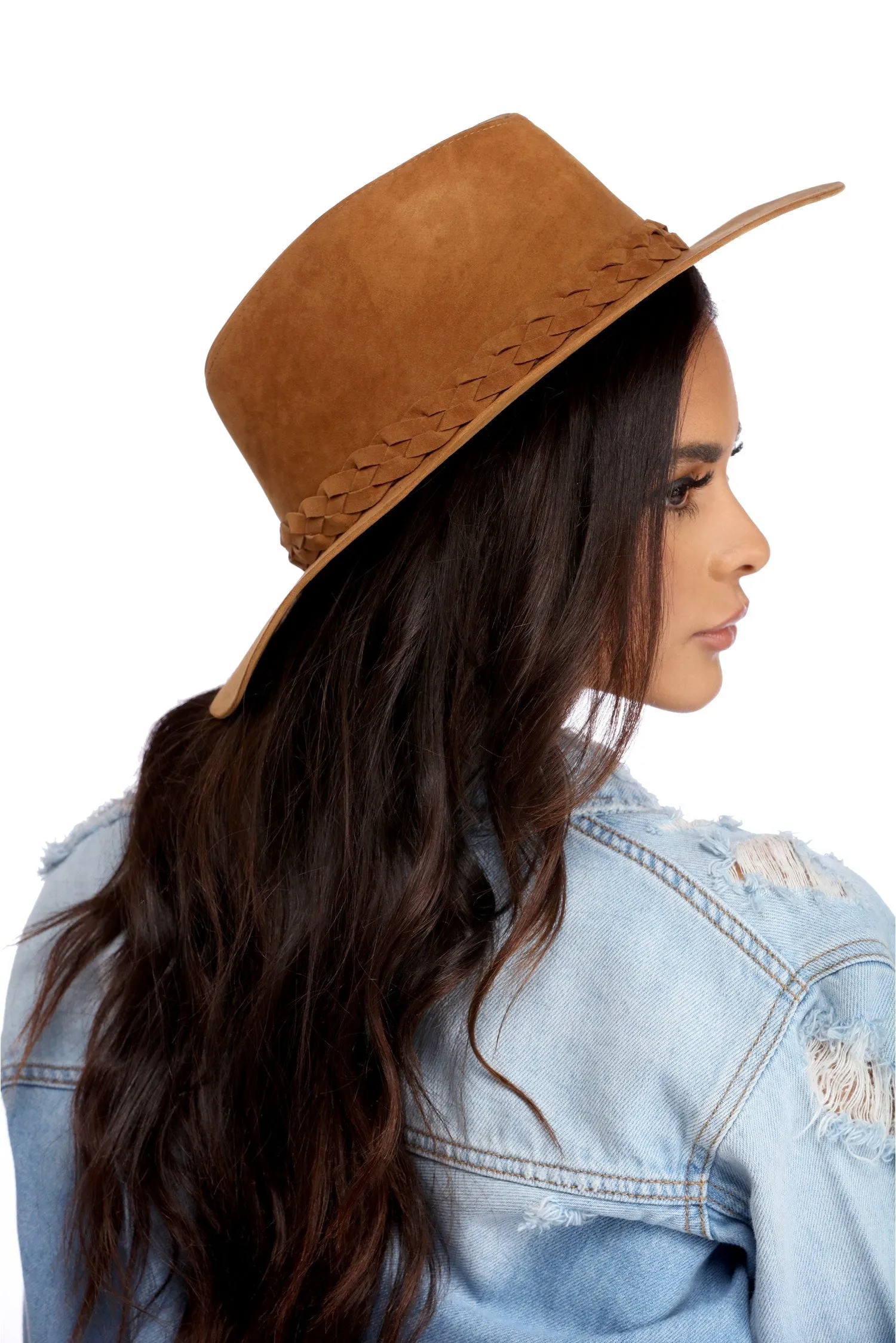 Braided Faux Suede Panama Hat