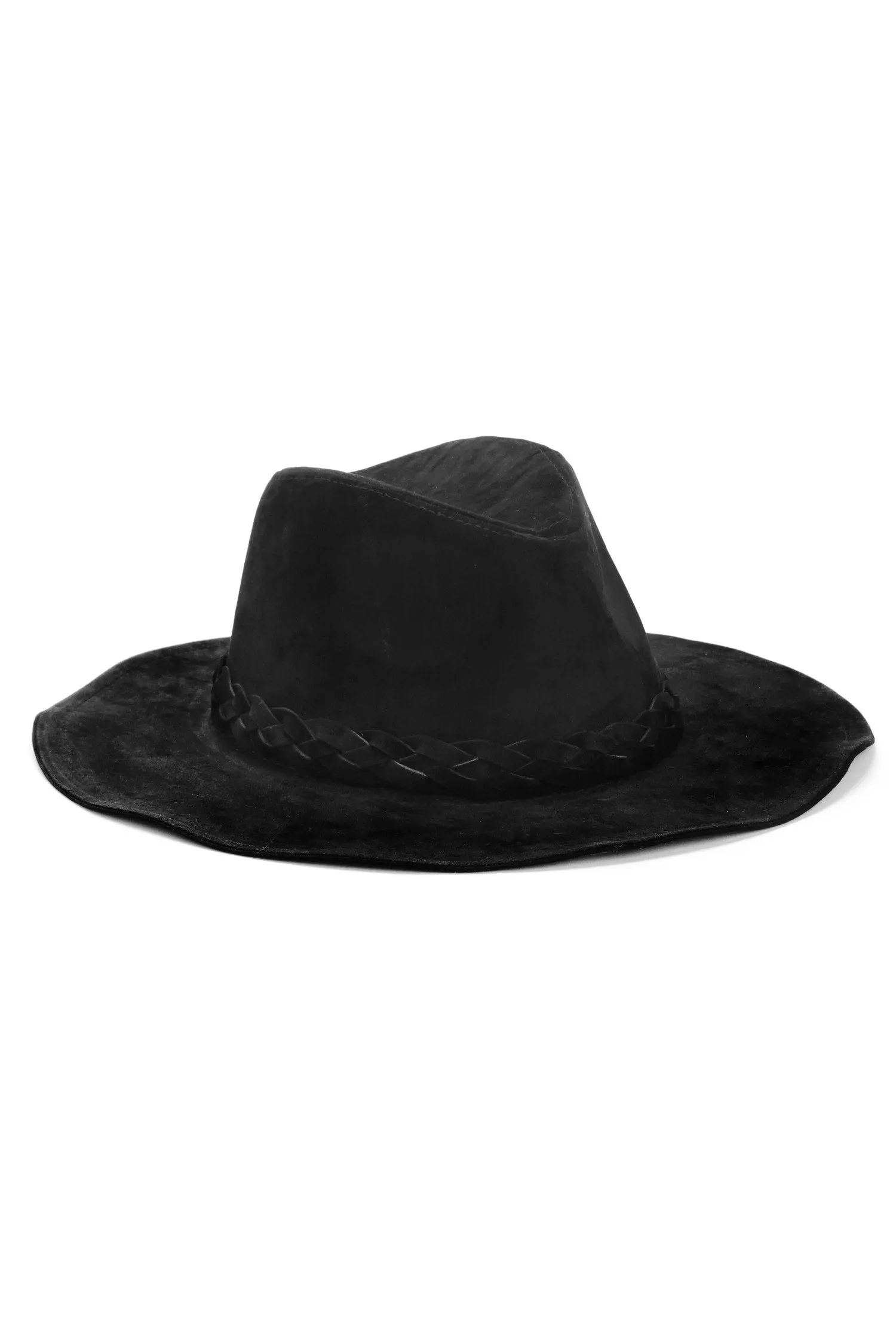 Braided Faux Suede Panama Hat