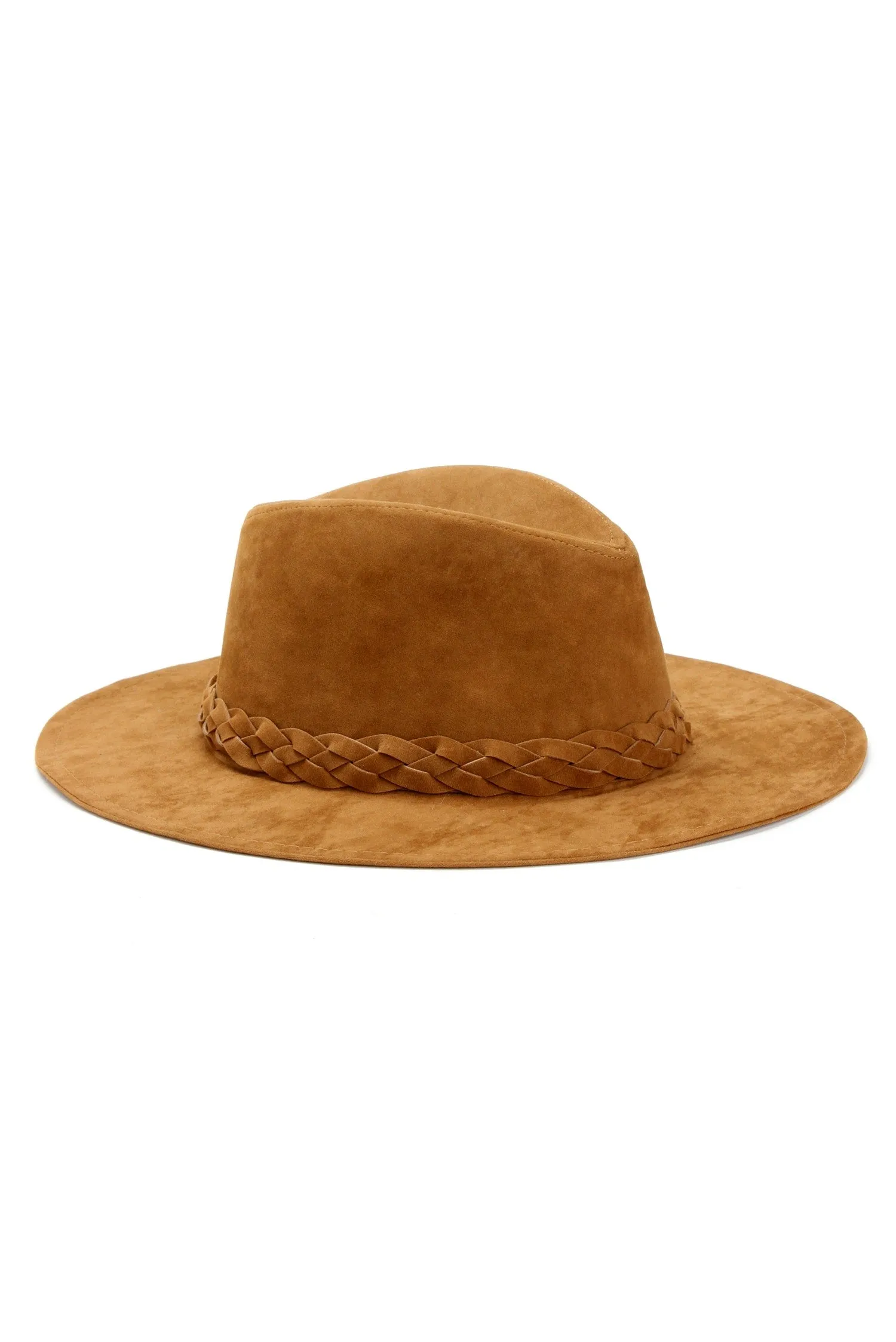 Braided Faux Suede Panama Hat