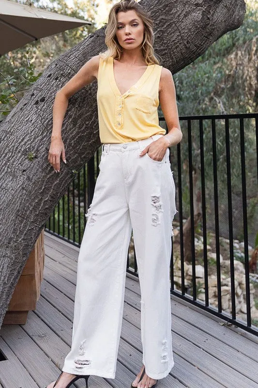 Button Basic Knit Tank Top - Final Sale