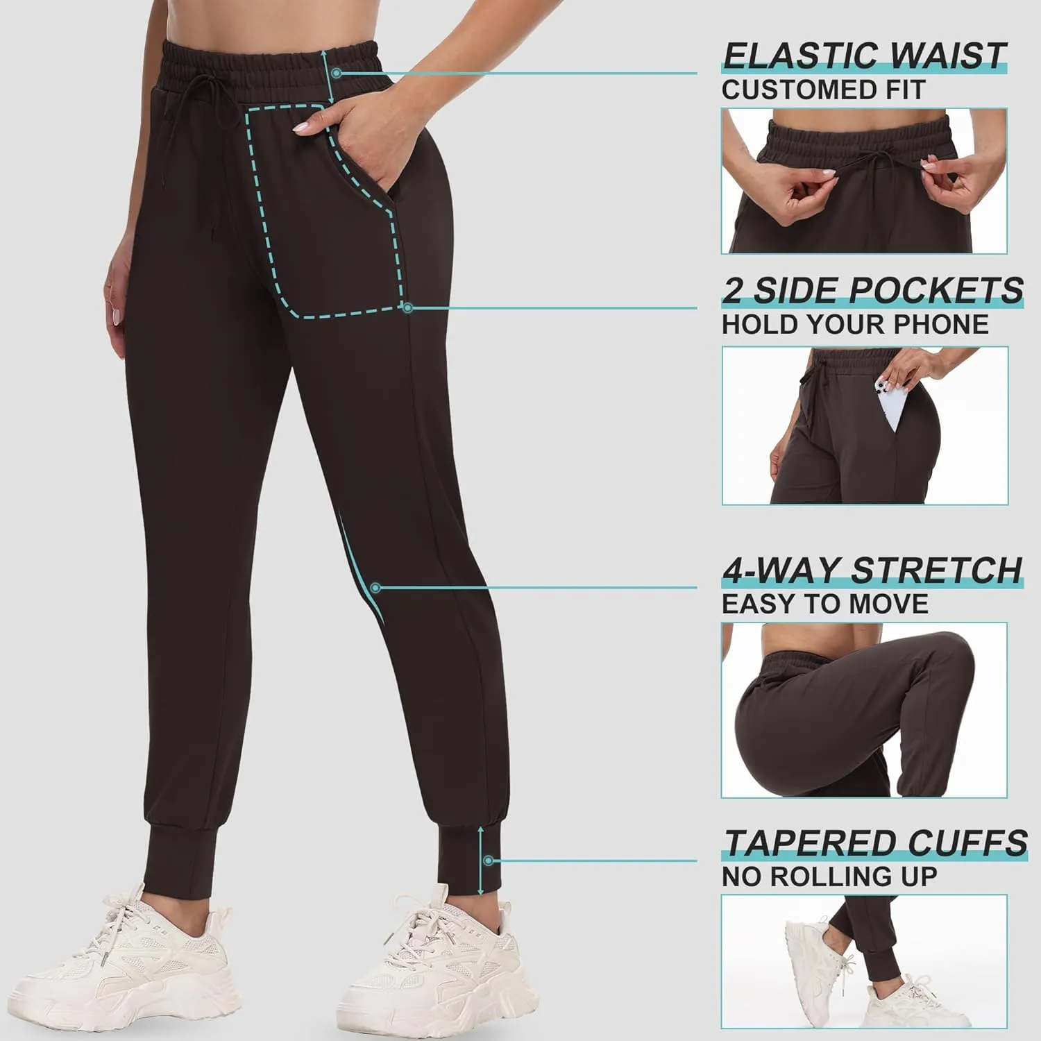 CAMPSNAIL Joggers for Women with Pockets - Womens Sweatpants Yoga Lounge Relaxed-fit Pants for Workout Running