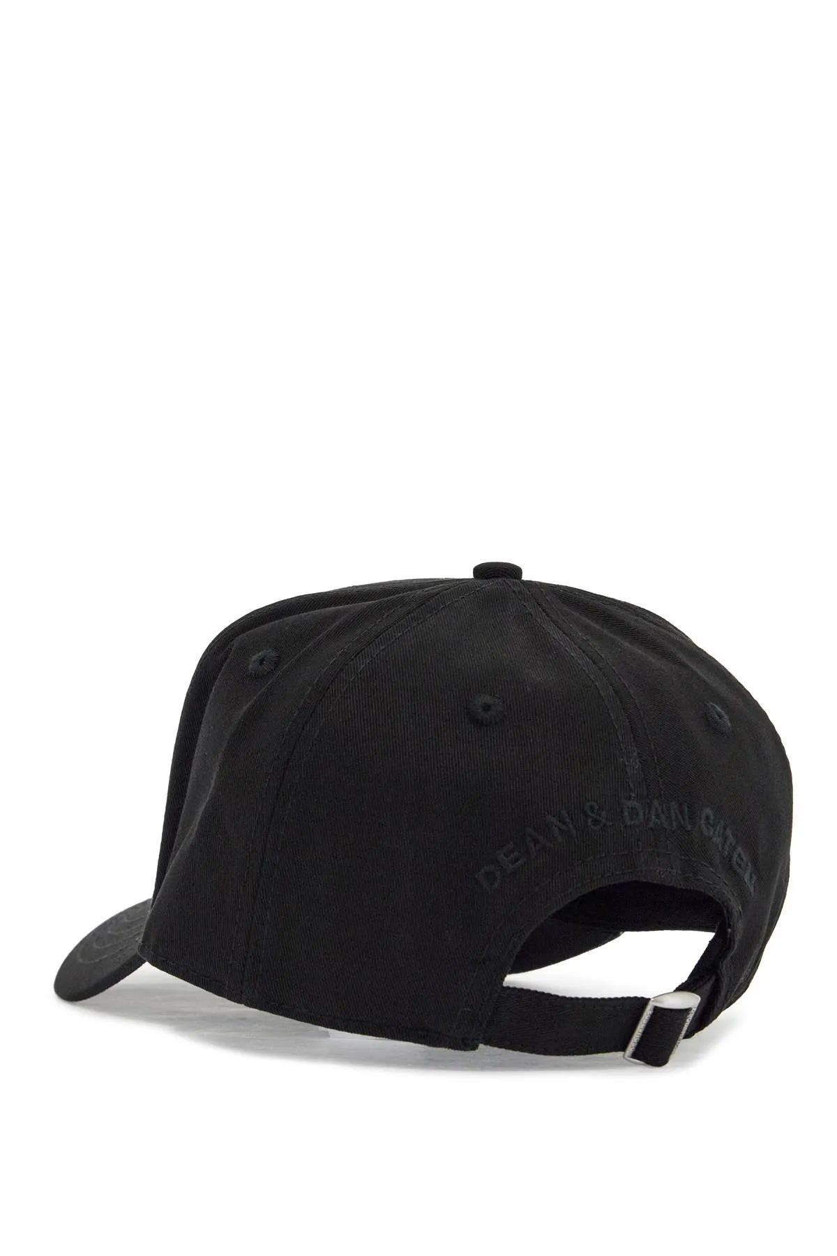 CAPPELLO DA BASEBALL NERO CON LOGO GRIGIO E VISIERA CURVATA