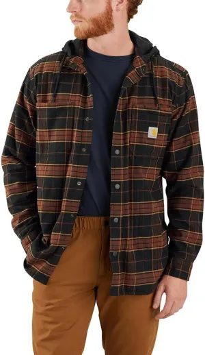 Carhartt Men's Rugged Flex Relaxed Fit Flannel Fleece Lined Hooded Shirt Jac
