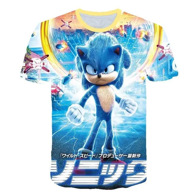 Cartoon Sonic hedgehog t shirt