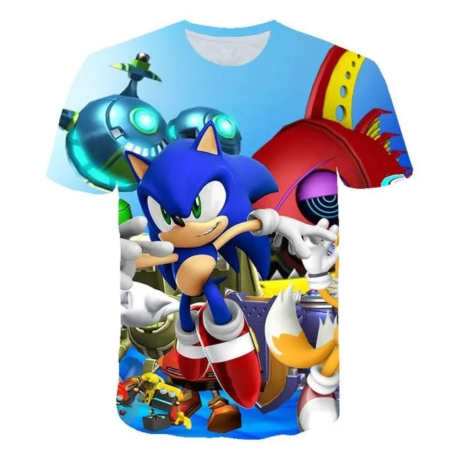 Cartoon Sonic hedgehog t shirt