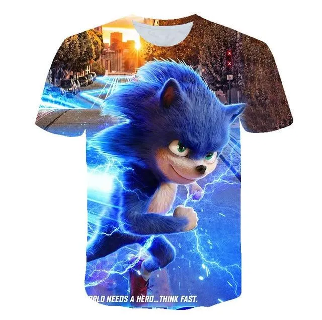 Cartoon Sonic hedgehog t shirt