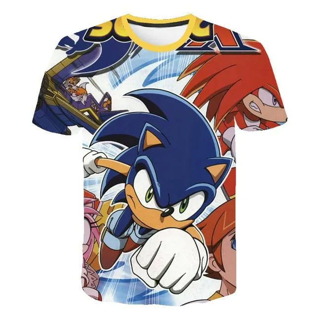 Cartoon Sonic hedgehog t shirt