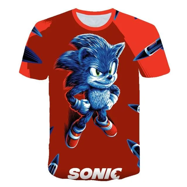 Cartoon Sonic hedgehog t shirt