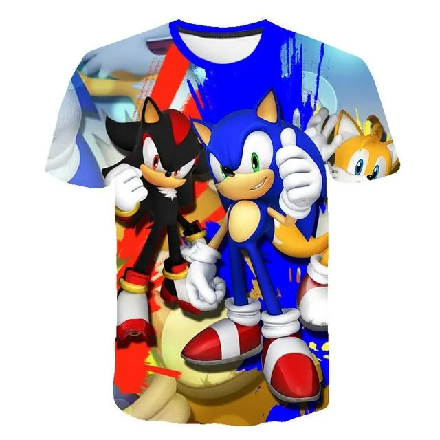 Cartoon Sonic hedgehog t shirt