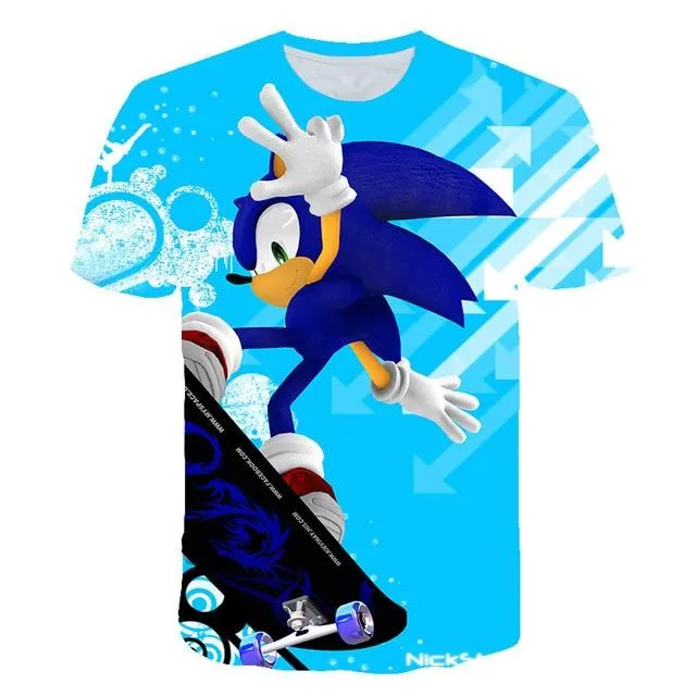 Cartoon Sonic hedgehog t shirt