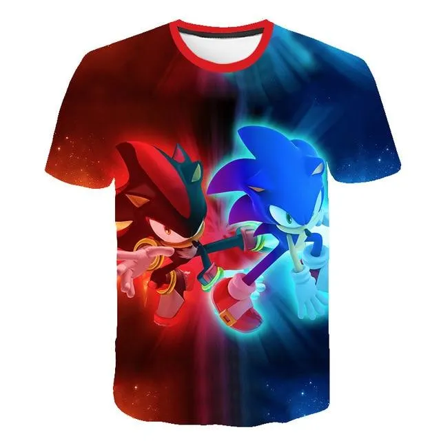 Cartoon Sonic hedgehog t shirt
