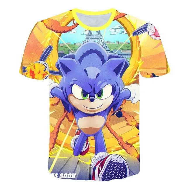 Cartoon Sonic hedgehog t shirt