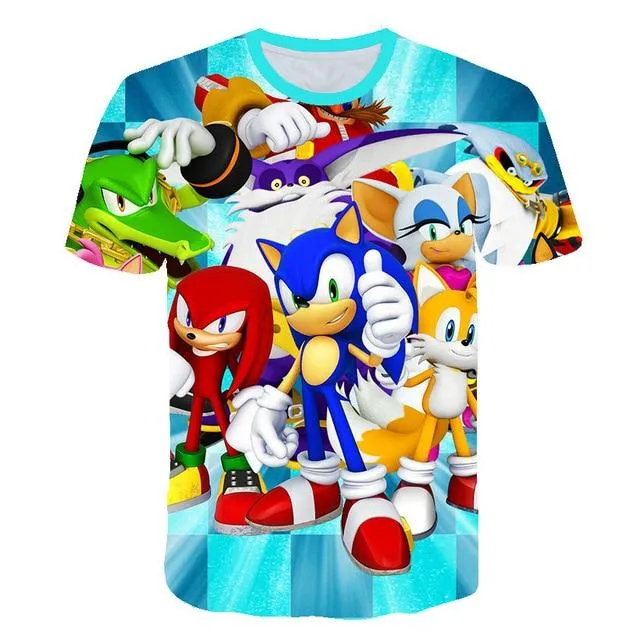 Cartoon Sonic hedgehog t shirt