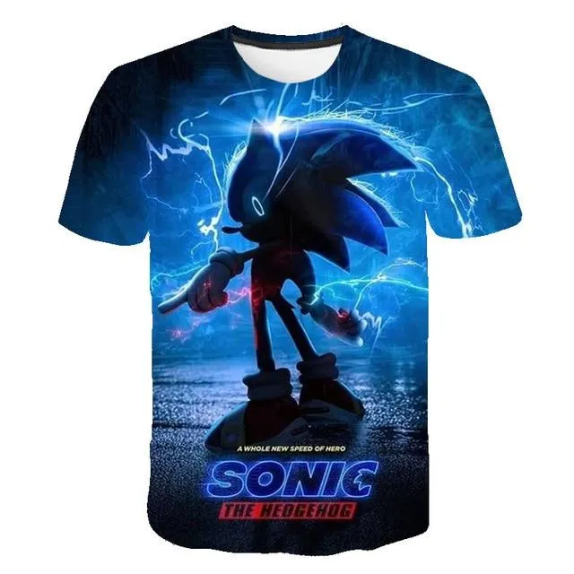 Cartoon Sonic hedgehog t shirt