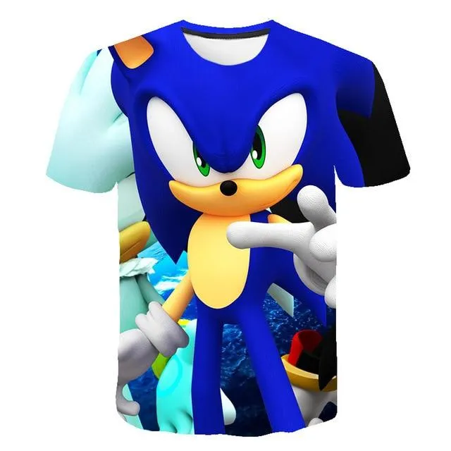 Cartoon Sonic hedgehog t shirt