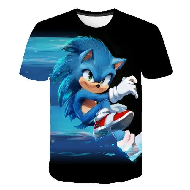 Cartoon Sonic hedgehog t shirt