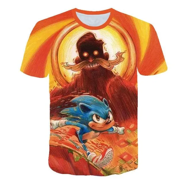 Cartoon Sonic hedgehog t shirt