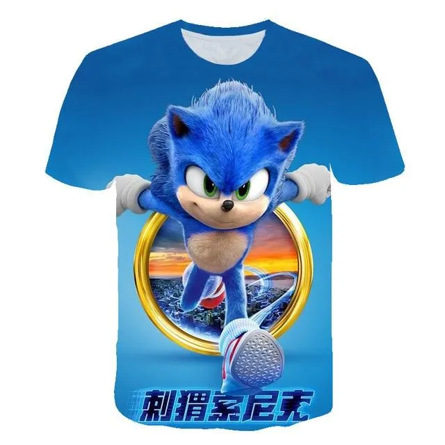 Cartoon Sonic hedgehog t shirt