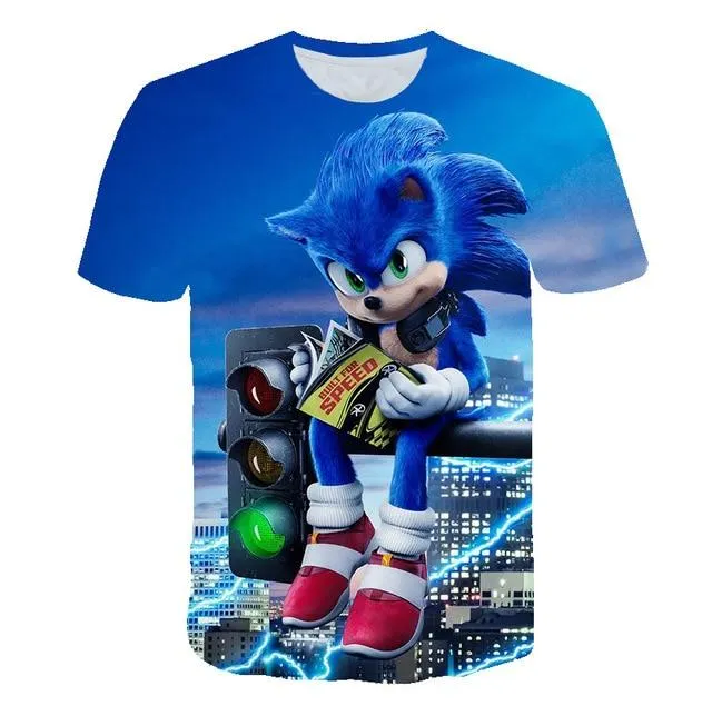 Cartoon Sonic hedgehog t shirt