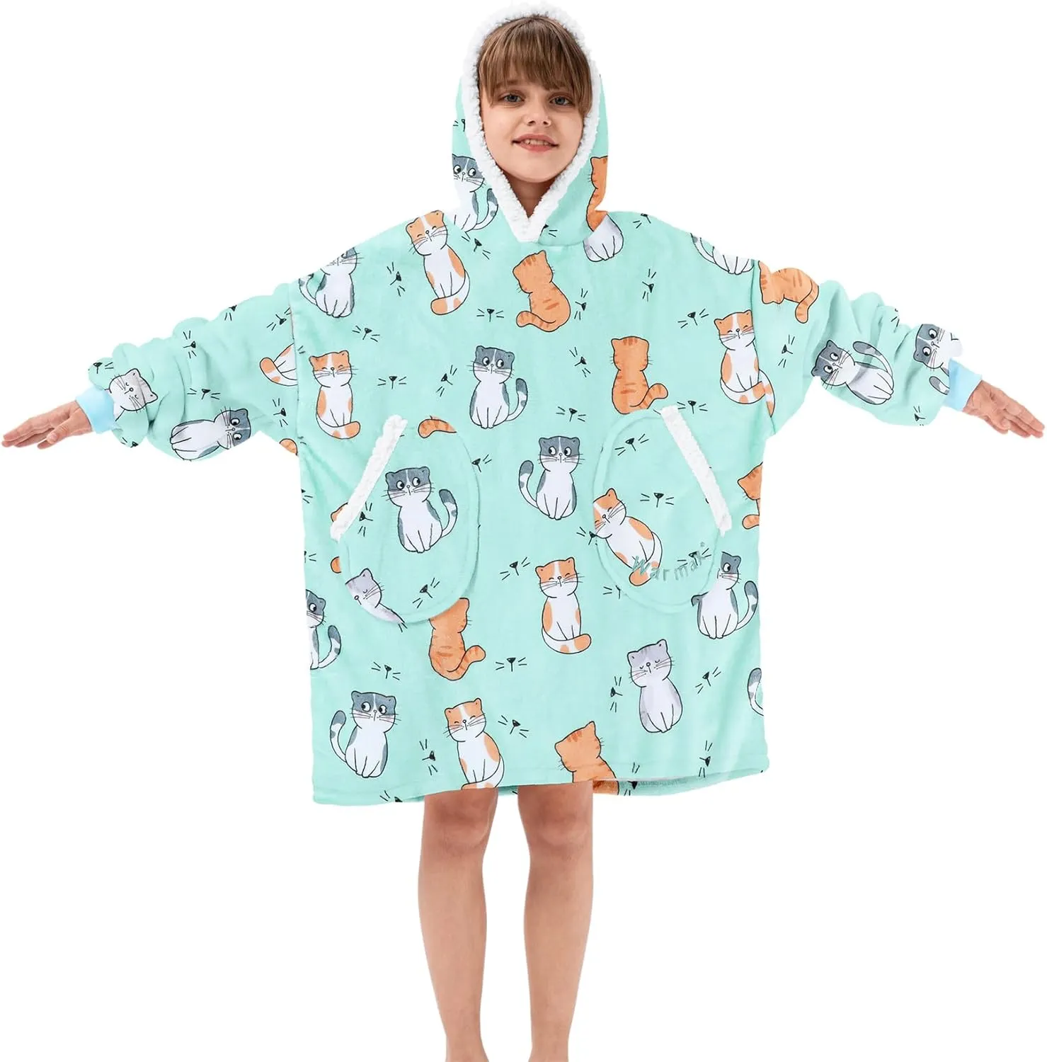Century Star Wearable Blanket Hoodies for Women Men Sherpa Oversized Thick Cozy Fleece Soft Warm Adult Sweatshirt Hooded
