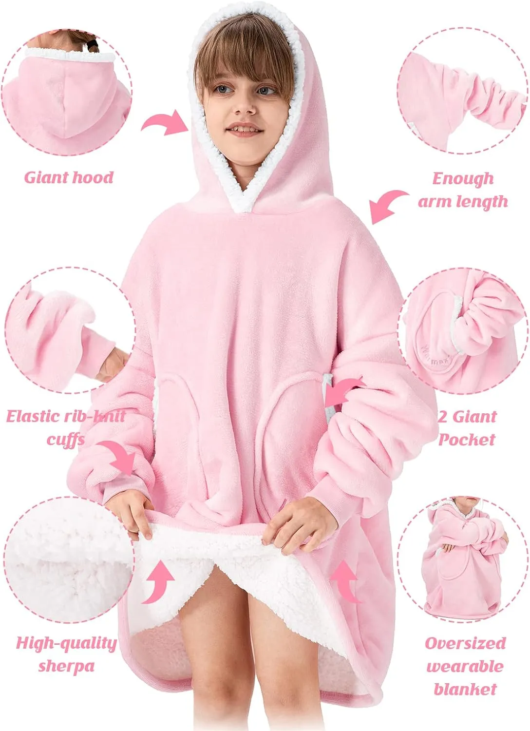 Century Star Wearable Blanket Hoodies for Women Men Sherpa Oversized Thick Cozy Fleece Soft Warm Adult Sweatshirt Hooded