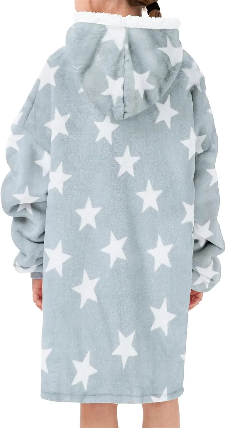 Century Star Wearable Blanket Hoodies for Women Men Sherpa Oversized Thick Cozy Fleece Soft Warm Adult Sweatshirt Hooded