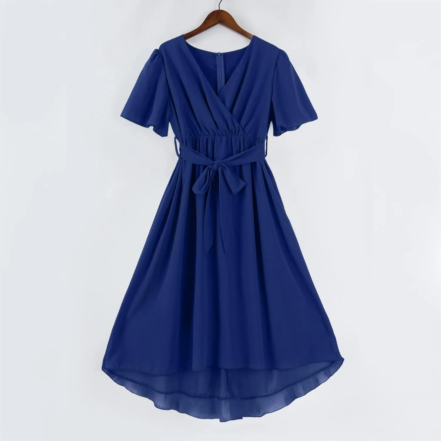 Chiffon Dresses for Women,Cocktail Spring Summer Sexy Dresses Wrap Flowy Wedding Guest Womens Midi Dress Floral