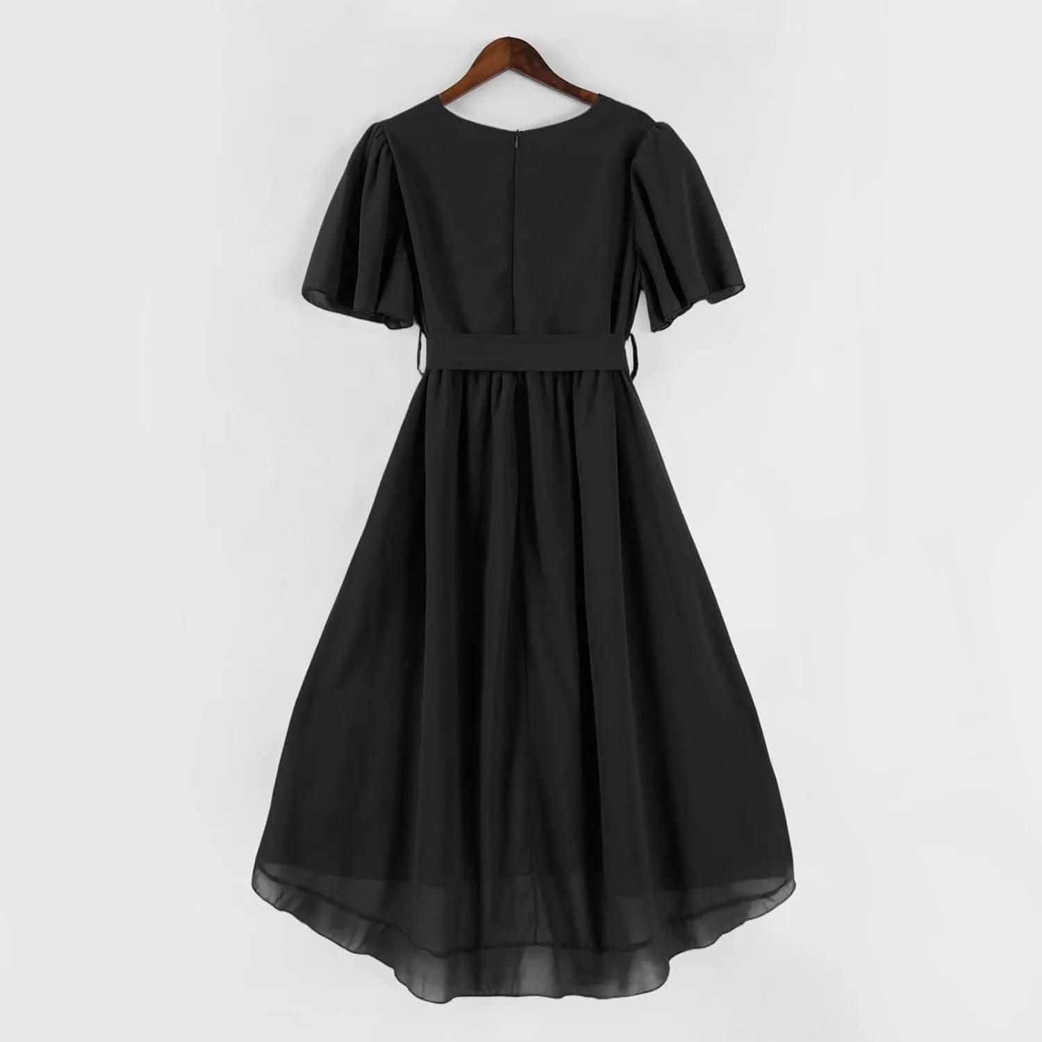 Chiffon Dresses for Women,Cocktail Spring Summer Sexy Dresses Wrap Flowy Wedding Guest Womens Midi Dress Floral