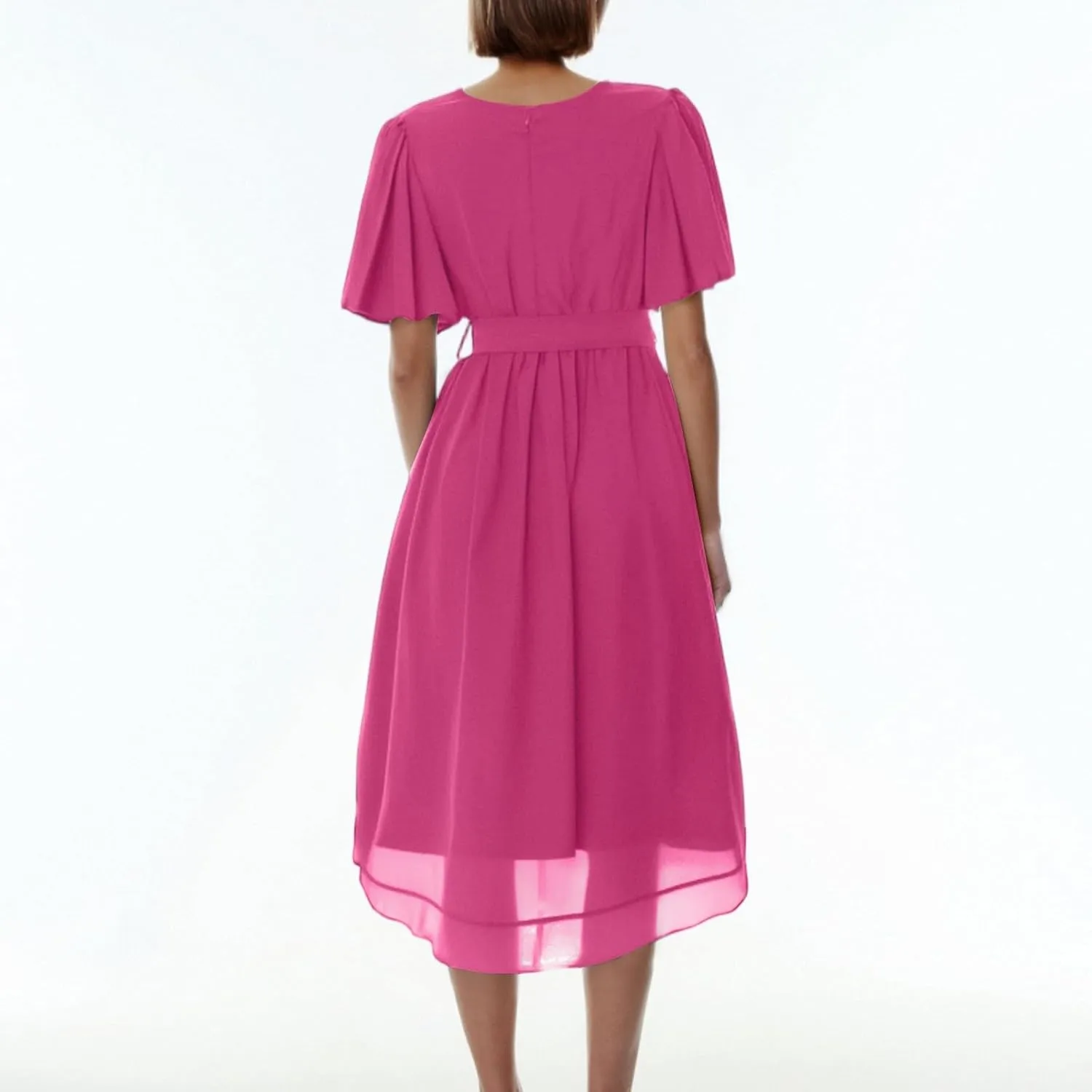 Chiffon Dresses for Women,Flowy Wrap Wedding Guest Cocktail Prom Womens Spring Summer Dress Sexy Midi Dresses