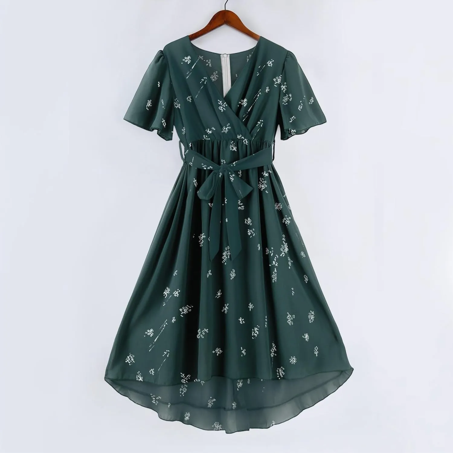 Chiffon Dresses for Women,Flowy Wrap Wedding Guest Cocktail Prom Womens Spring Summer Dress Sexy Midi Dresses
