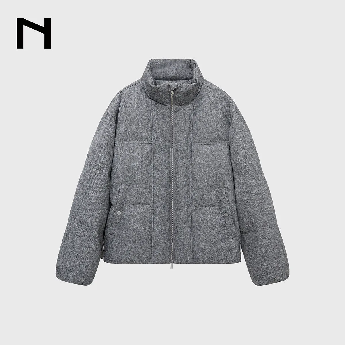Coarse Linen Texture Puffer Jacket