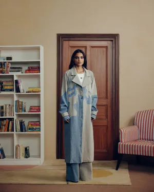 COLOR BLOCK APPLIQUE TRENCH