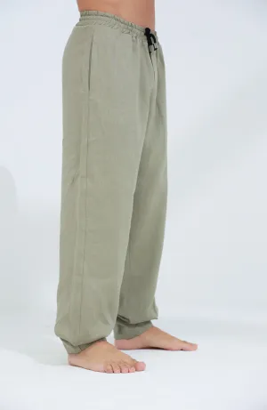 Commode Men's Relaxed Loose Fit Linen Pants Green