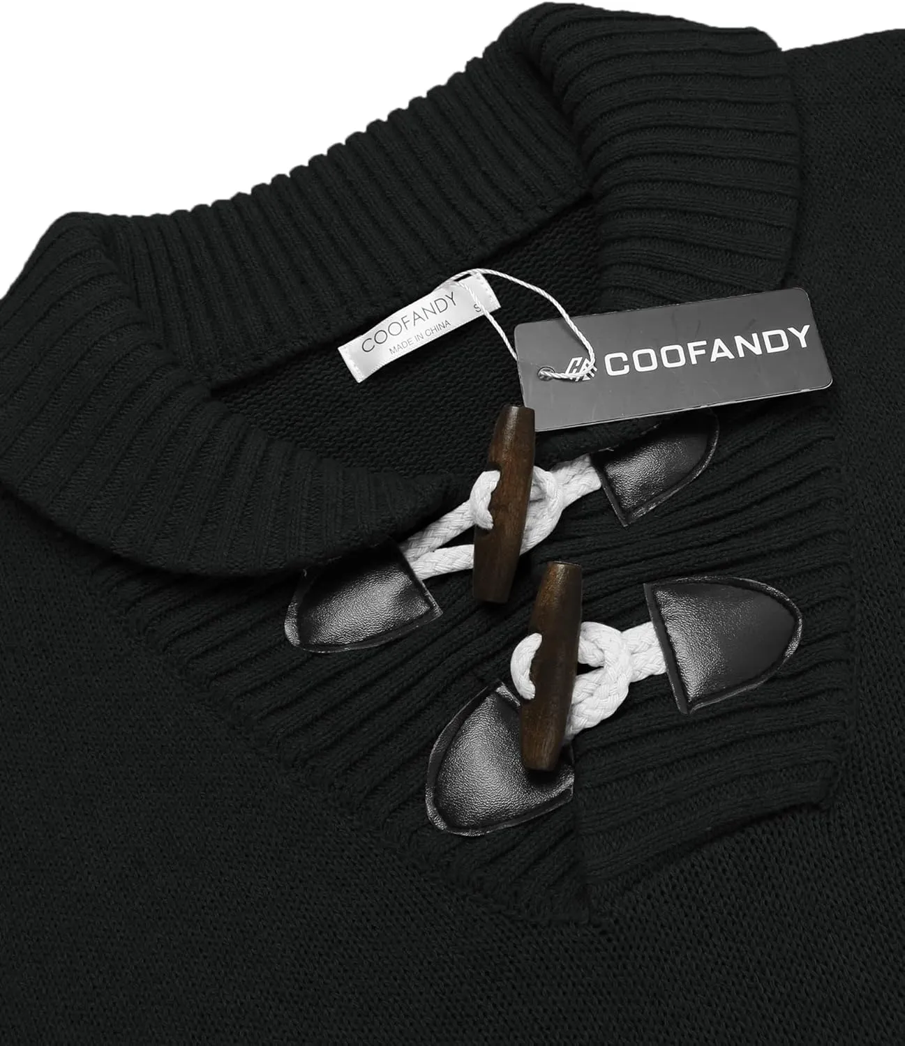 COOFANDY Men's Shawl Collar Pullover Sweater Relaxed Fit Casual Cotton Cable Knit Sweaters with Pockets