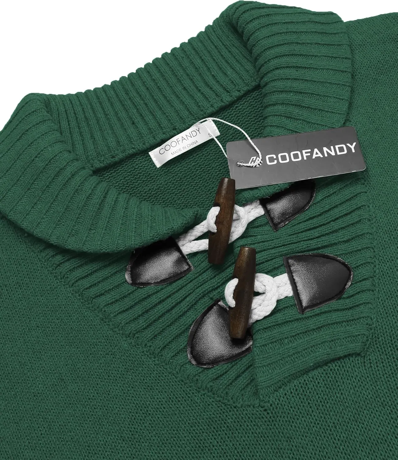 COOFANDY Men's Shawl Collar Pullover Sweater Relaxed Fit Casual Cotton Cable Knit Sweaters with Pockets