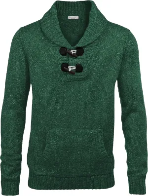 COOFANDY Men's Shawl Collar Pullover Sweater Relaxed Fit Casual Cotton Cable Knit Sweaters with Pockets
