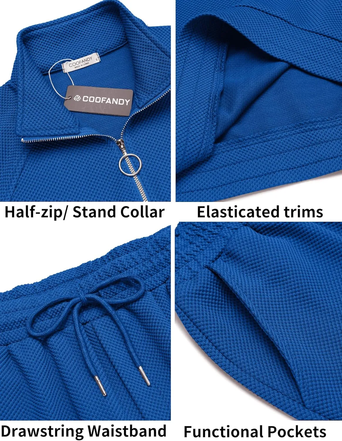 COOFANDY Men's Tracksuit 2 Piece Relaxed Fit Half-zip Sweatsuits Athletic Running Jogging Suit Sets