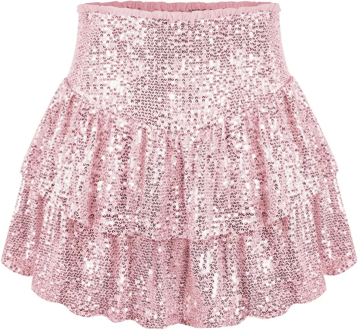 cooki Sequin Skirts for Women, Sexy Sparkly Mini Pleated Skirt Womens Glitter Layered Short Skirt for Xmas Holiday Party