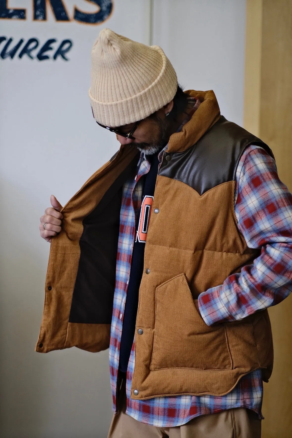 Corduroy Leather Vest