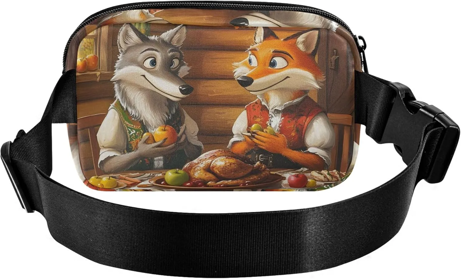 Cozy Wolf Fox Rustic Dinner Women Fanny Pack Funky Everywhere Belt Bag Waterproof Cross Body Waist Purse