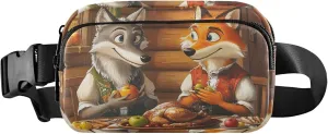 Cozy Wolf Fox Rustic Dinner Women Fanny Pack Funky Everywhere Belt Bag Waterproof Cross Body Waist Purse