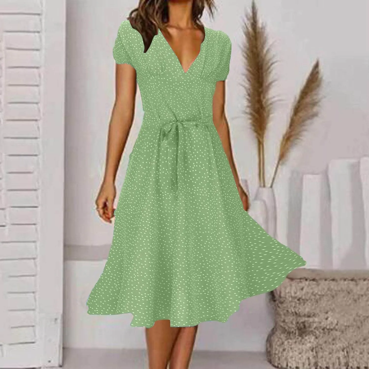 CRNTCEM Womens Floral Printed Maxi Dress Summer Long Flowy Beach Party Dresses V Neck Short Sleeve Ruffle Hem Casual Dress