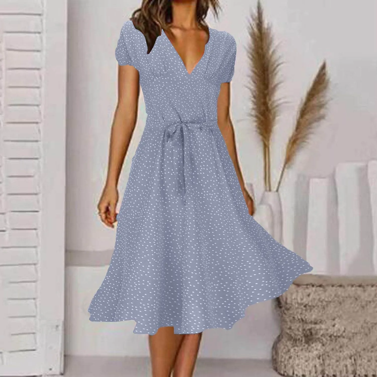 CRNTCEM Womens Floral Printed Maxi Dress Summer Long Flowy Beach Party Dresses V Neck Short Sleeve Ruffle Hem Casual Dress