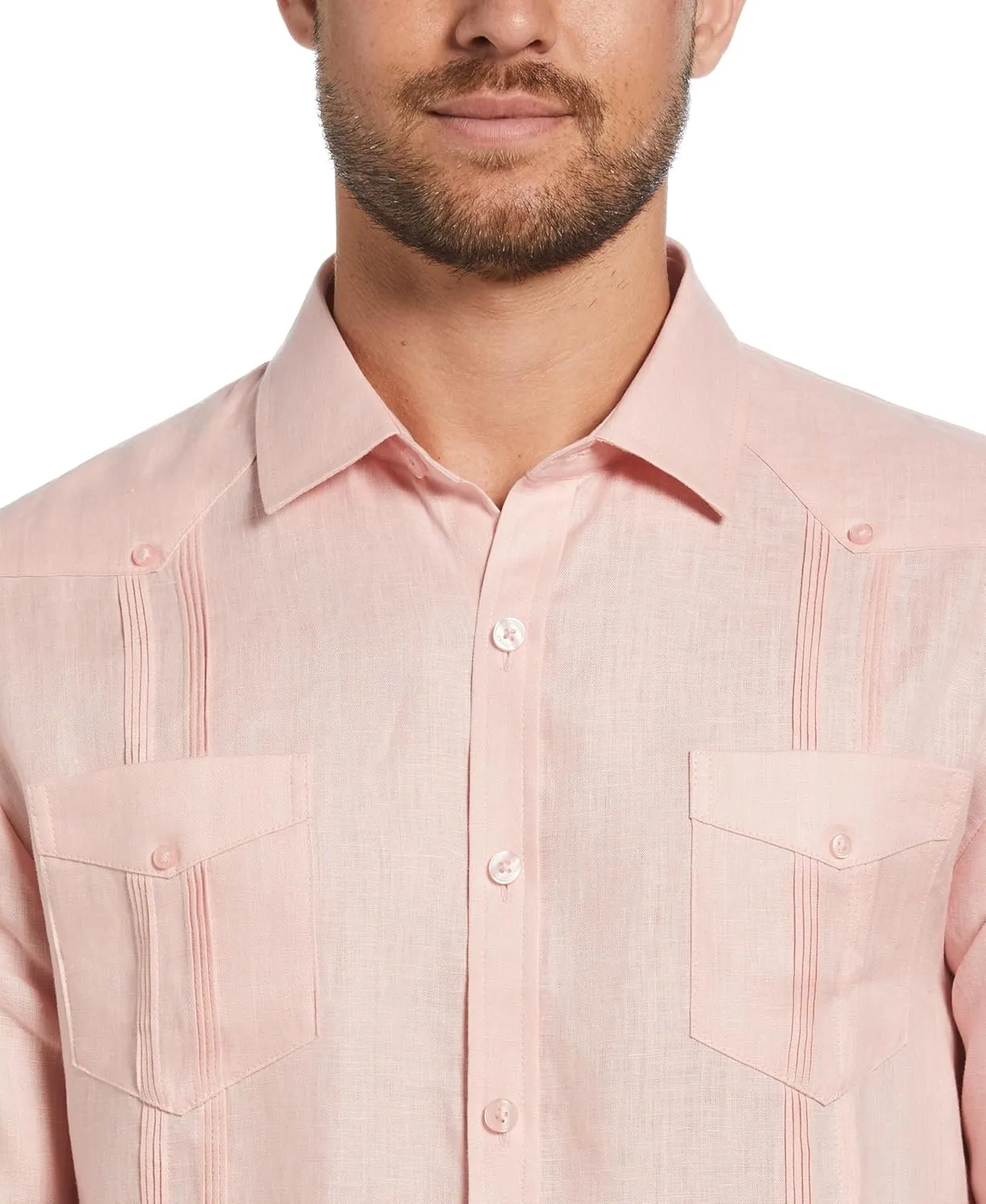 Cubavera Men's 100% Linen Four-Pocket Long Sleeve Guayabera Shirt, Pintuck Detail, Relaxed Fit (Available in Big & Tall)
