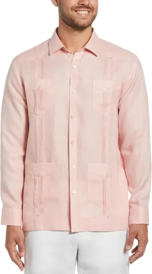 Cubavera Men's 100% Linen Four-Pocket Long Sleeve Guayabera Shirt, Pintuck Detail, Relaxed Fit (Available in Big & Tall)