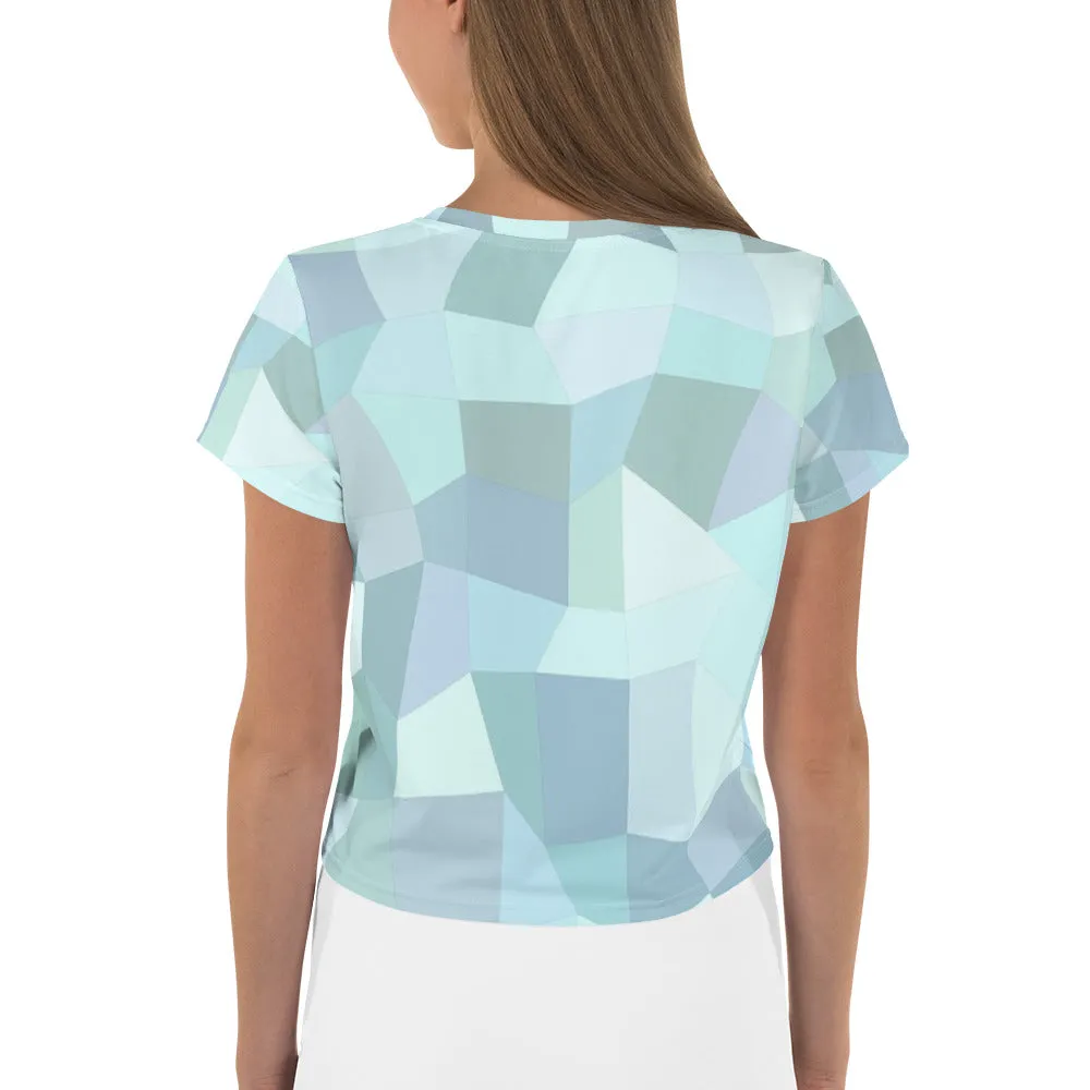 Cyan blue all-over crop top